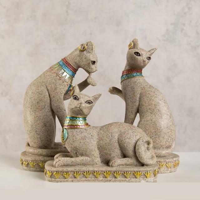 エジプト神話エジプト神猫型の女神と犬型の神の置物セット エジプト