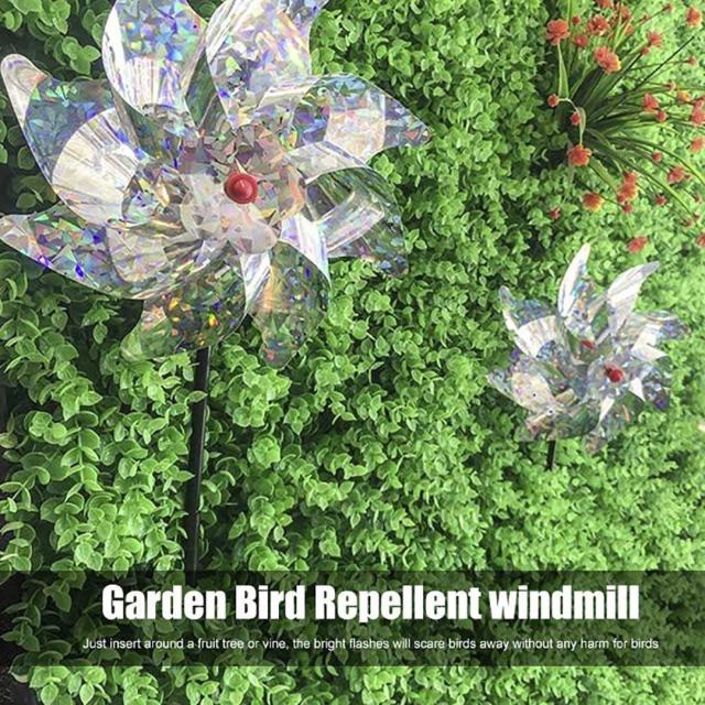 鳥よけ 風車 かざぐるま 回転 反射板 10個セット レインボー ベランダ