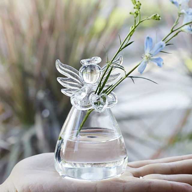 花瓶 天使 透明 ガラス クリア 花器 卓上花瓶 ブーケスタンド 水耕栽培 ...