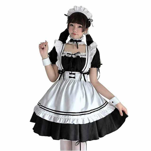 メイド服 ホワイト ブラック ハロウィン コスプレ メイド 定番 メイド