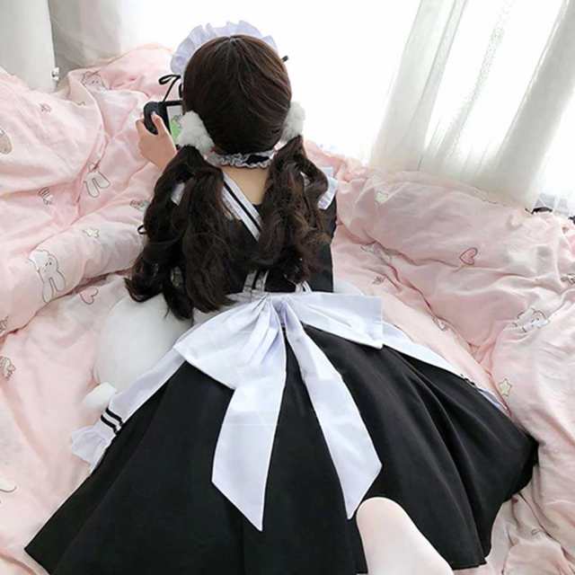 メイド服 ホワイト ブラック ハロウィン コスプレ メイド 定番 メイド