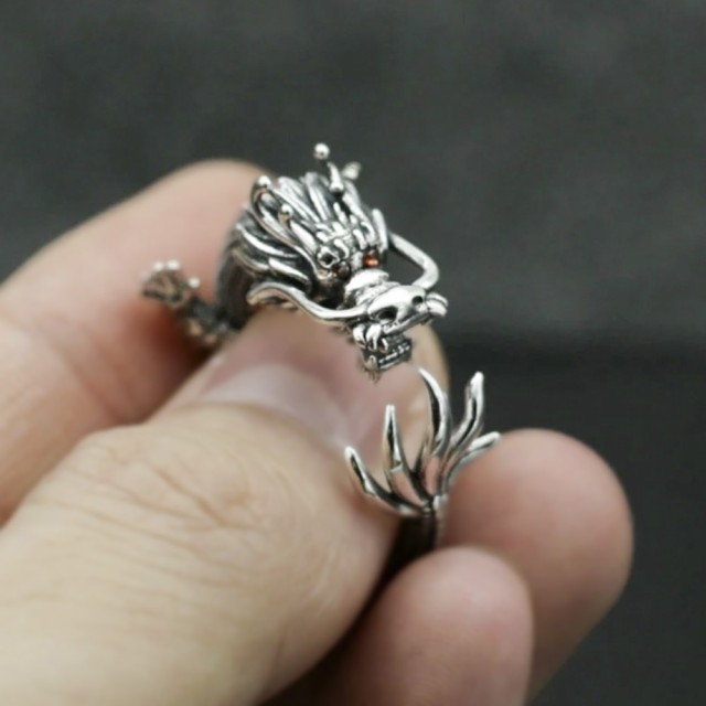 リング ドラゴン 全身 龍 竜 指輪 開運 フリーサイズ シンプル