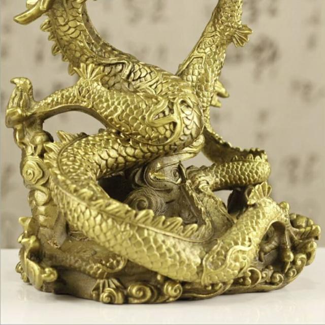 風水 置物 龍 左手に玉を持つ龍 五本爪 龍 竜 真鍮 ブロンズゴールド 龍の置物 ドラゴン 風水 アイテム パワースポット 開運 金運 財産運 出世運 恋愛運 幸福 成功 プレゼント 贈り物 開運厄除 祈願成就 厳重 金運上昇 運気上昇インテリア_2