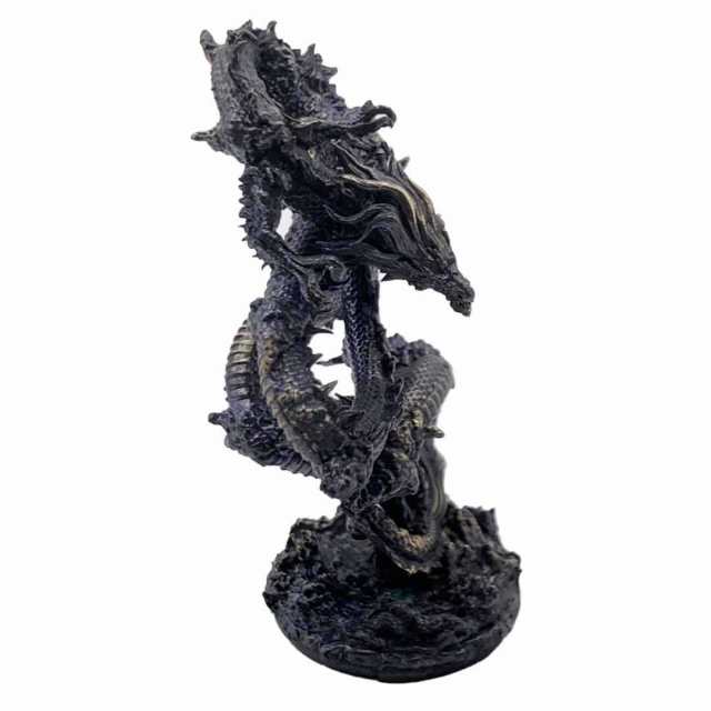 風水 龍 ブラックドラゴン 浮遊龍 金属 10cm 置物 竜 玄関 風水グッズ