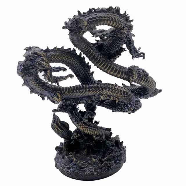 風水 龍 ブラックドラゴン 浮遊龍 金属 10cm 置物 竜 玄関 風水グッズ