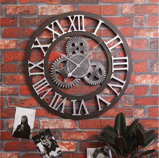 歯車 壁掛け時計 ローマ数字 アンティーク 壁掛け 雑貨 時計 レトロ