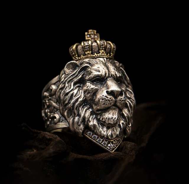 ライオン リング メンズ 動物 指輪 リアル 百獣の王 ライオン 獅子 