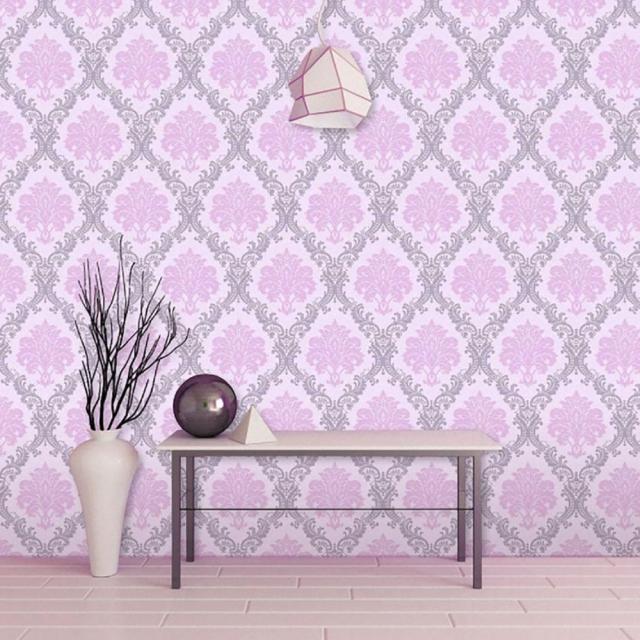 在庫限り】壁紙 ダマスク柄 ピンク 1本 damask 45cm×1000cm シール 