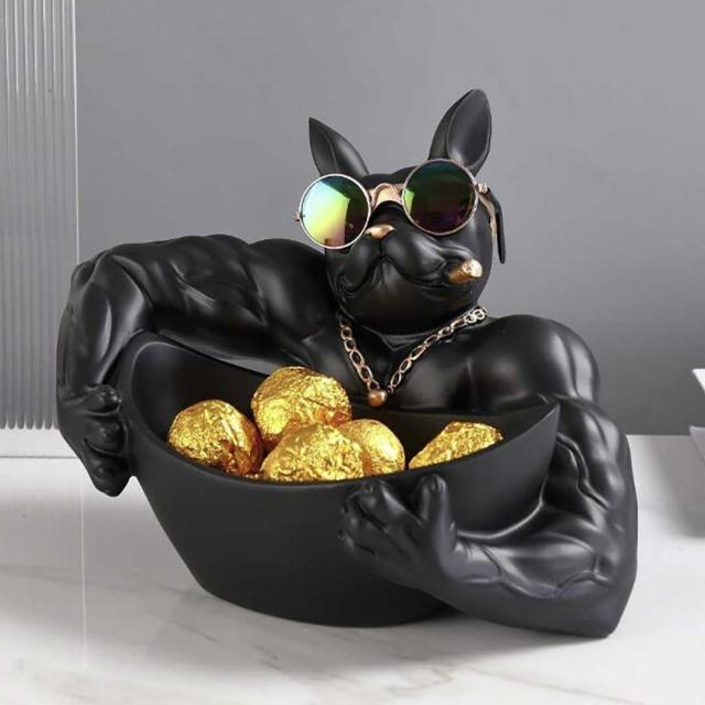 置物 マッスル ブルドッグ 小物入れ 皿持ち ブラック 犬 ドッグ インテリア 置物 マッスル ブルドッグ 小物入れ 皿持ち ブラック 犬 ドッグ
