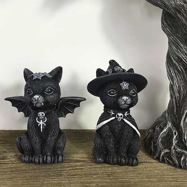 ハロウィン 置物 黒猫 - 置物