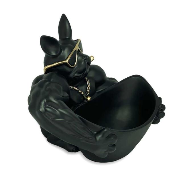 置物 マッスル ブルドッグ 小物入れ 皿持ち ブラック 犬 ドッグ