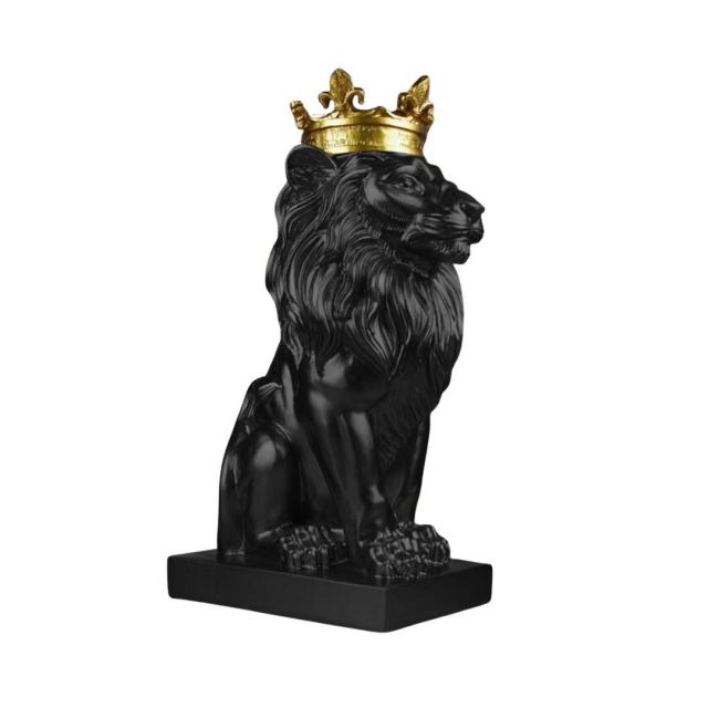 置物 クラウン キングライオン 3個セット ホワイト ブラック ゴールド 36cm Lion 獅子 百獣の王 王者 王者の風格 王冠 ブロンズ キング サバンナ おしゃれ かっこいい 高級 ギフト インテリア オブジェ オーナメント キラキラ_12