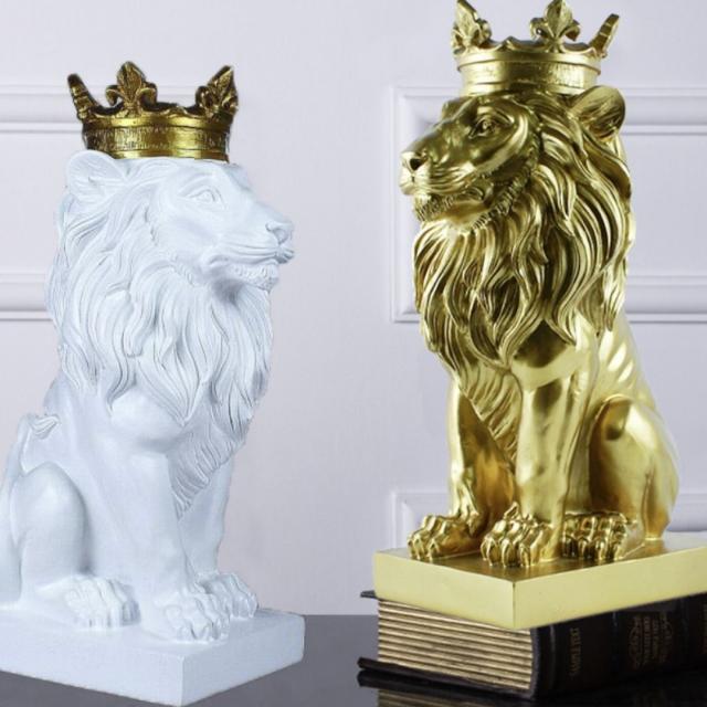 置物 クラウン ライオン 3個セット ホワイト ブラック ゴールド 百獣の王 置物 クラウン キングライオン 3個セット ホワイト ブラック