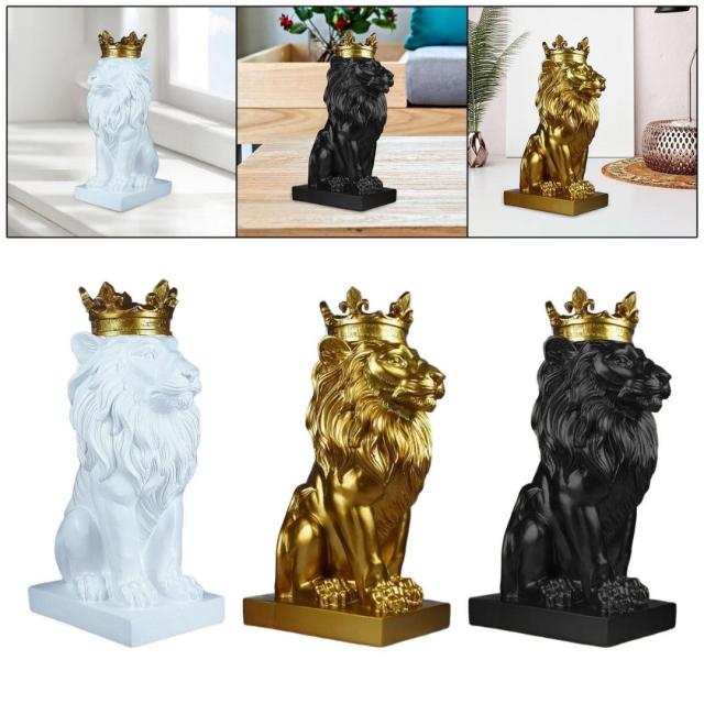 置物 クラウン キングライオン 3個セット ホワイト ブラック ゴールド 36cm Lion 獅子 百獣の王 王者 王者の風格 王冠 ブロンズ キング サバンナ おしゃれ かっこいい 高級 ギフト インテリア オブジェ オーナメント キラキラ_5