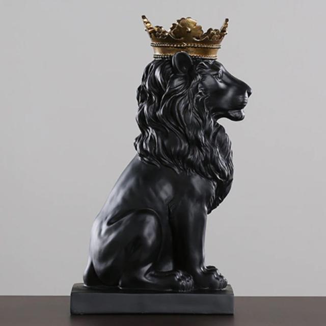 置物 クラウン キングライオン 3個セット ホワイト ブラック ゴールド 36cm Lion 獅子 百獣の王 王者 王者の風格 王冠 ブロンズ キング サバンナ おしゃれ かっこいい 高級 ギフト インテリア オブジェ オーナメント キラキラ_8