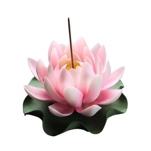 お香立て 蓮の花 線香立て ーVer2ー 選べる6カラー 葉っぱ付き 蓮華