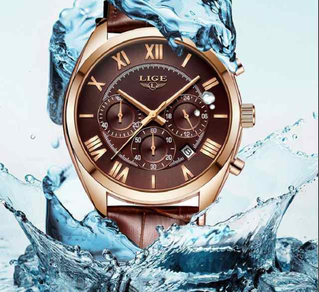 腕時計 メンズトップブランドクロノグラフクオーツlige mens wristwatches top brand luxury chronograph  quartz wristwatch man fa 通販