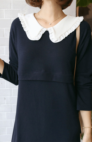 バイカラー襟付き 裾フリル 授乳 マタニティ ワンピースフォーマル ワンピース 授乳服 妊婦服 入園式 入学式 卒園式 卒業式の通販はau Pay マーケット ルナジー Luna G