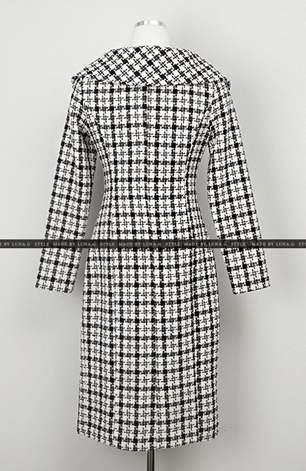 ハウンドトゥースチェックツイードフォーマルワンピースサイドウェイカラー 千鳥格子 ツイード ワンピース フォーマル の通販はau Pay マーケット ルナジー Luna G