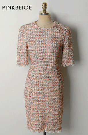 Mixツイード フリンジ パフスリーブ ワンピース フォーマル レディース ツイード素材 パステルツイード 膝丈 お呼ばれ 女子会 結婚式 の通販はau Pay マーケット ルナジー Luna G