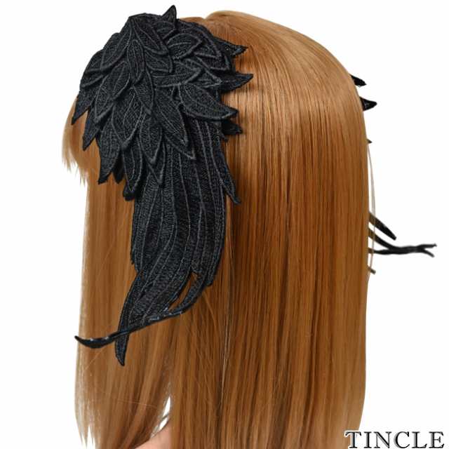 ヘッドドレス 羽根 レース 2点セット ヘアアクセ ワイヤー入り 翼