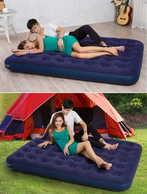 エアーベッド 簡易ベッド エアーマットクイーンサイズ キャップベッド 車中泊マット エアーポンプ付 枕2個PVCベロア 2-4人用 エアーベッド 簡易ベッド エアーマットクイーンサイズ キャップベッド
