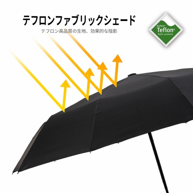 折りたたみ傘 防風傘 ワンタッチ自動開閉 テフロン加工 10本骨 晴雨兼用 ギフトボックス 収納 滑り止め 快適なハンドル ブラックの通販はau Pay マーケット ショップ エリカ