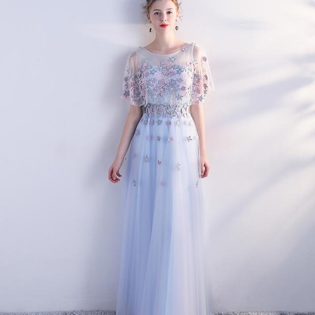 パーティドレス 結婚式 同窓会 二次会 ワンピース 袖あり ロング 代 30代 お呼ばれ 春 マキシ丈 ポンチョ風 シフォン レース 刺繍の通販はau Pay マーケット La Vie En Rose