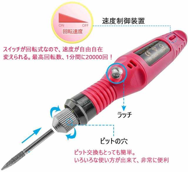 電動ネイルマシーン ネイルマシン 電動ネイルケア セット かかとケア 爪やすり 甘皮処理 角質除去 細い磨き 美しい素爪と指先 電動爪切りの通販はau Pay マーケット シマムラショップ