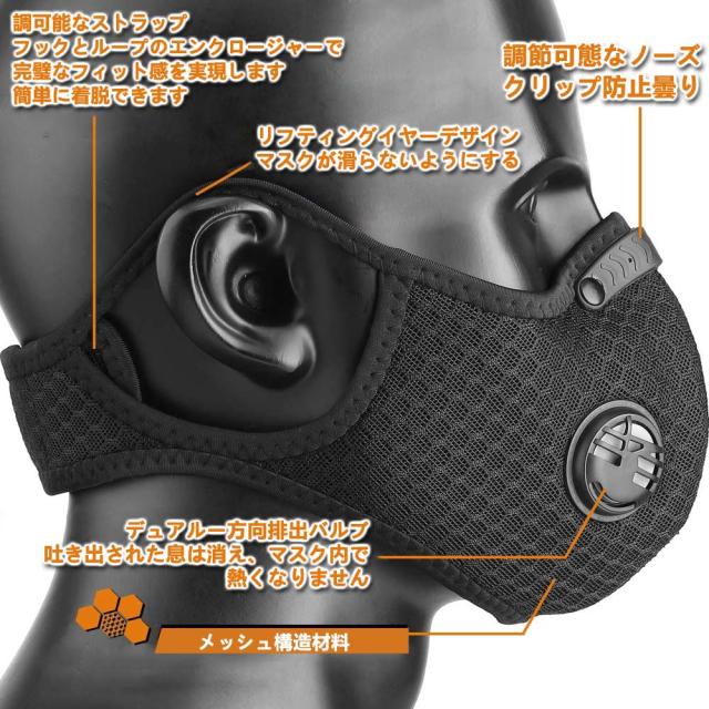 マスク ウイルス対策 自転車 マスク通気性 排気ガス 調整可能 防風性 洗濯可能 大気汚染対策 電気自動車 防塵 花粉 飛沫感染 男女兼用の通販はau Pay マーケット Kokobiショップ