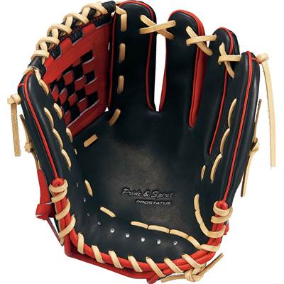 ゼット 一般軟式グローブ プロステイタス 源田選手タイプ 二塁手・遊撃手用 右投げ 軟式野球 ブラック/Dオレンジ BRGB32550-1958-LH ゼット 一般軟式グローブ プロステイタス 源田選手タイプ 二塁手