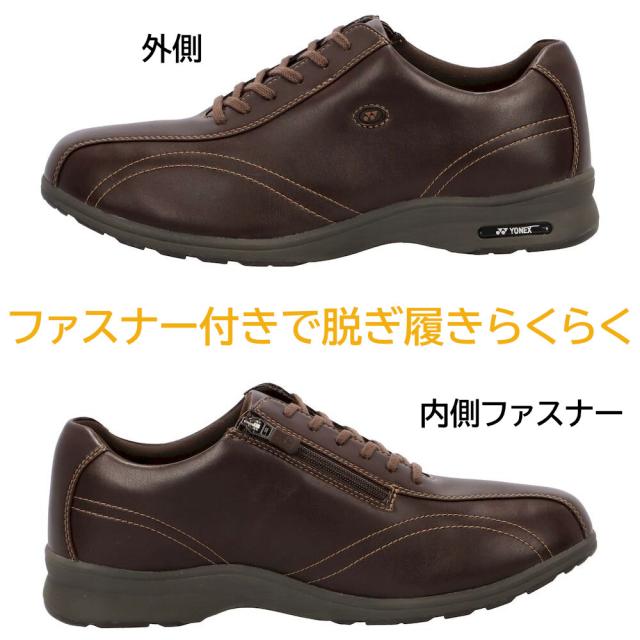 ヨネックス ウォーキングシューズ メンズ 4.5E  幅広 パワークッション MC30W 軽量 抗菌 防臭 クッション性 ファスナー付き 滑りにくい 撥水 全5色 24.0-28.0cm SHWMC30W