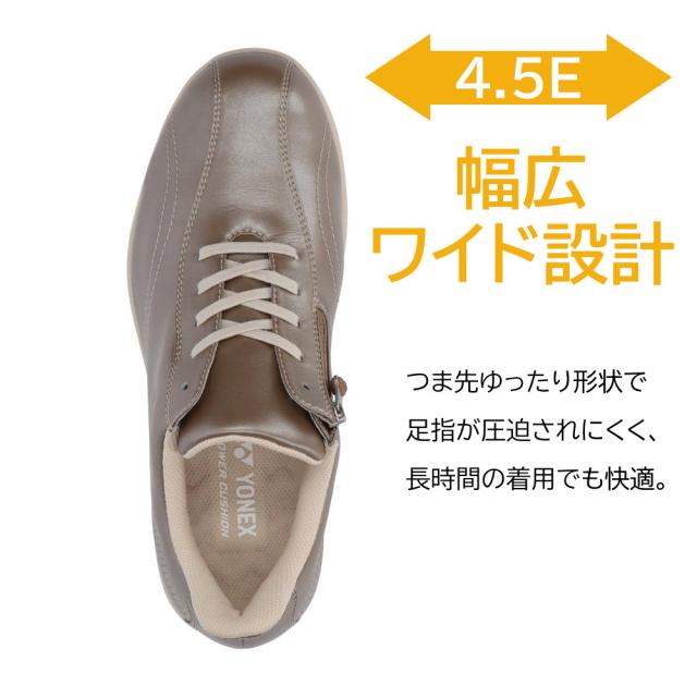 ヨネックス パワークッション L130W レディース ウォーキングシューズ 4.5E 幅広 22.0-25.0cm 全4色 手を使わずに履ける靴 SHWL130W
