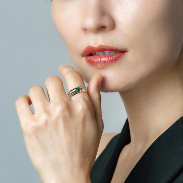 デザイン リング K18 Pt900 ゴールド プラチナ コンビ 2連 ＃13 13号 4.0 g