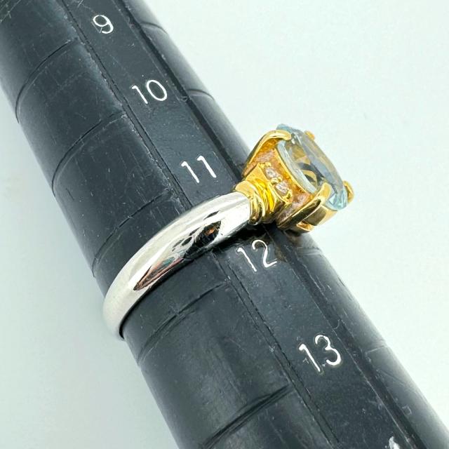 K18 Pt900 プラチナ 18金 アクアマリン ダイヤモンド リング 3月誕生石_6