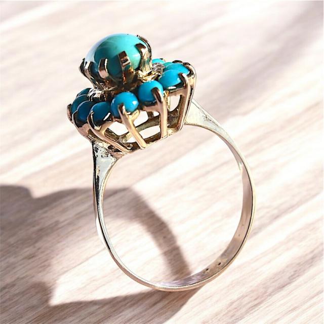 k18 トルコ石　リング　12号　新品 トルコ石/ターコイズ K18リング(12月誕生石)《25H00205