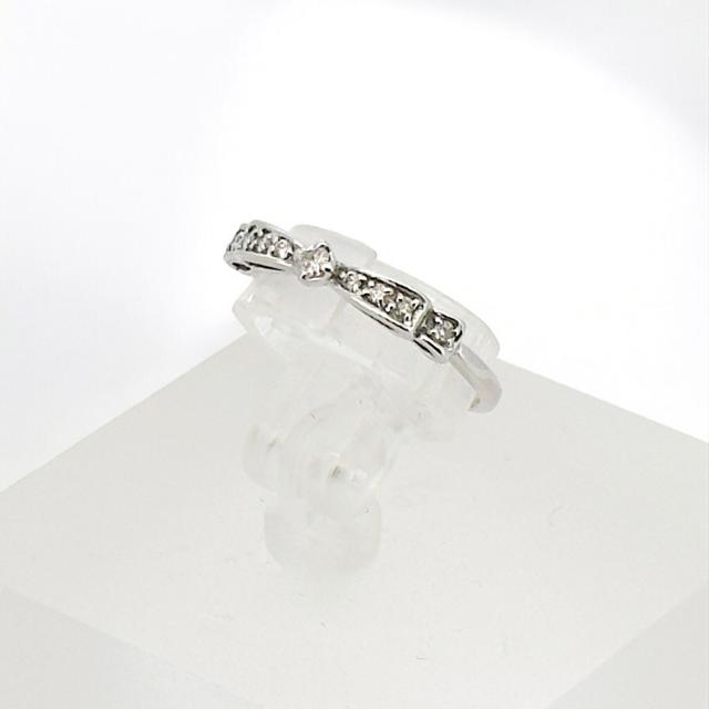【新品仕上げ】 K10WG ダイヤモンド 0.1ct リング 指輪 リボンモチーフ 高級 4月誕生石 天然ダイヤモンド 透明 7号 1.24g ±4までサイズ直し無料 コンディションSランク 新品仕上げ済みの商品 DIAMOND RING_3