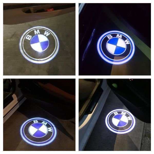 白 フリル付 BMW LED ドア プロジェクター ライト ランプ ロゴ 左右2個