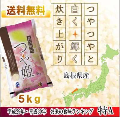 新米入荷 島根県産白米 つや姫 5kg 令和２年米 特a 食味ランキング 冷めても美味しい 送料無料の通販はau Pay マーケット キング百貨店