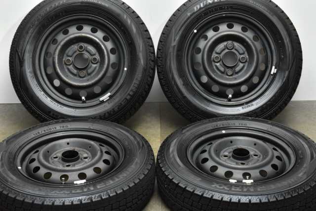 中古 スタッドレス タイヤ ホイール 4本セット 13インチ 4B +46 PCD 100145/80R13 75Q ミツビシ純正 ホイール【 ダンロップ 製 スタッド