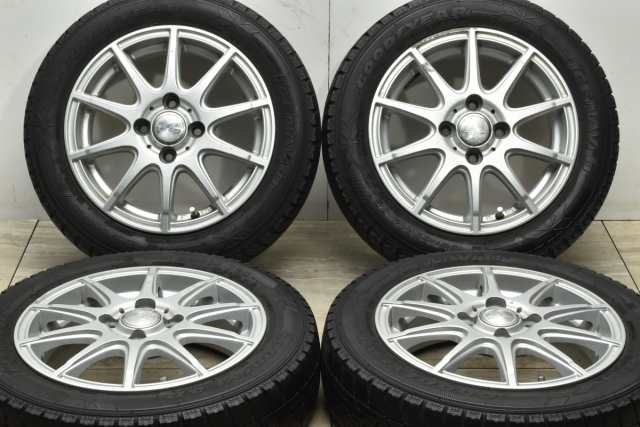 中古 スタッドレス タイヤ ホイール 4本セット 14インチ 4.5J +45 PCD 100155/65R14 75Q 社外 製ホイール【 グッドイヤー 製 スタッドレ