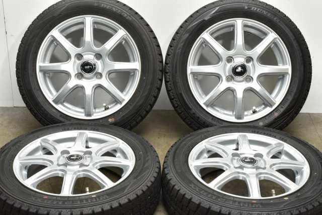 中古 スタッドレス タイヤ ホイール 4本セット 14インチ 4.5J +45 PCD 100155/65R14 75Q 社外 製ホイール【 ダンロップ 製 スタッドレス