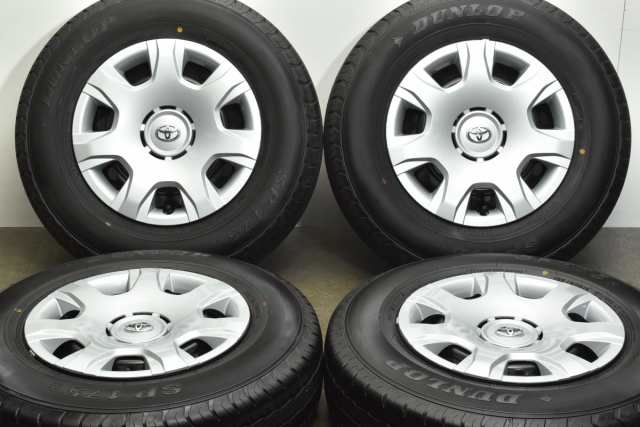 中古タイヤホイール 4本セット 15インチ 6J +35 PCD 139.7 195/80R15 107/105S LT トヨタ 純正 ホイール【 ダンロップ 製 タイヤ付き】