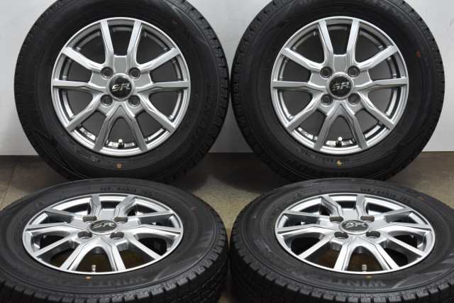 中古 スタッドレス タイヤ ホイール 4本セット 13インチ 4B +43 PCD 100145/80R13 75Q 社外 製ホイール【 ダンロップ 製 スタッドレスタ