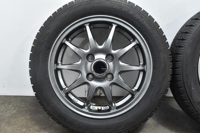 グレー2枚 中古 スタッドレス タイヤ ホイール 4本セット 14インチ 4.5J +45 PCD