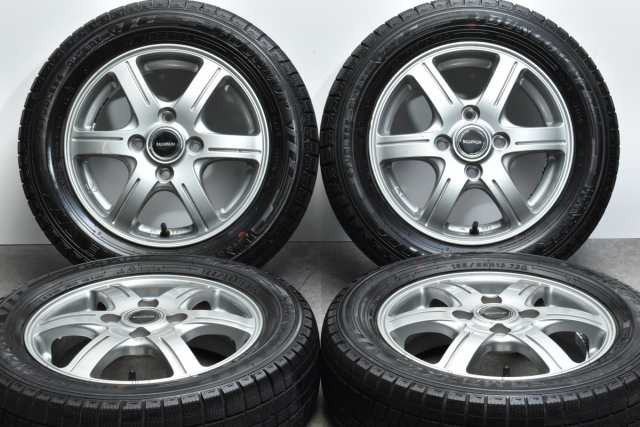 中古 スタッドレス タイヤ ホイール 4本セット 13インチ 4B +45 PCD 100155/65R13 73Q ブリヂストン 製ホイール【 ダンロップ 製 スタッ