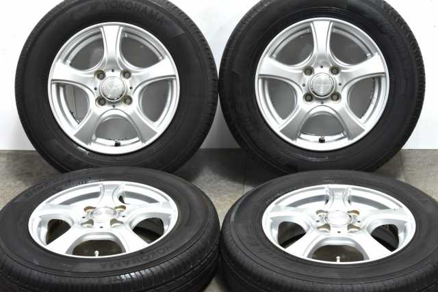 中古タイヤホイール 4本セット 13インチ 4B +42 PCD 100 145/80R13 75S ダンロップ 製ホイール【 ヨコハマ 製 タイヤ付き】