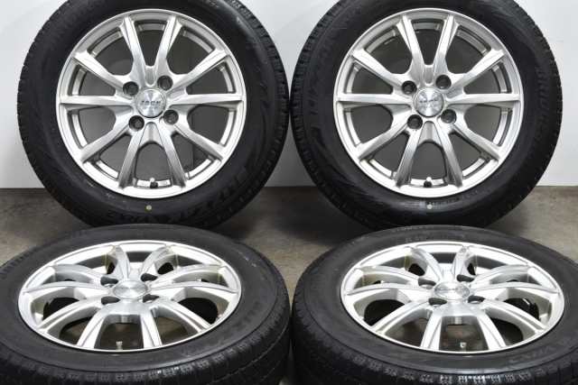 中古 スタッドレス タイヤ ホイール 4本セット 14インチ 4.5J +45 PCD 100155/65R14 75Q JAPAN三陽 製ホイール【 ブリヂストン 製 スタッ