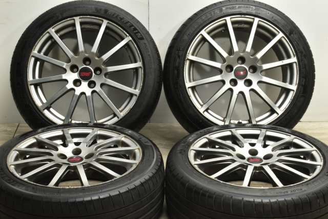 中古タイヤホイール 4本セット 17インチ 7.5J +48 PCD 100 225/45R17 94Y STI 純正 オプション 【 ミシュラン 製 タイヤ付き】