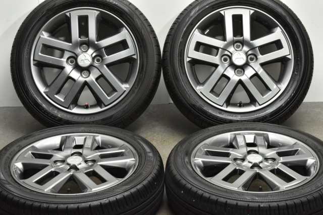 中古タイヤホイール 4本セット 15インチ 4.5J +46 PCD 100 165/60R15 77H ミツビシ 純正 ホイール【 ダンロップ 製 タイヤ付き】